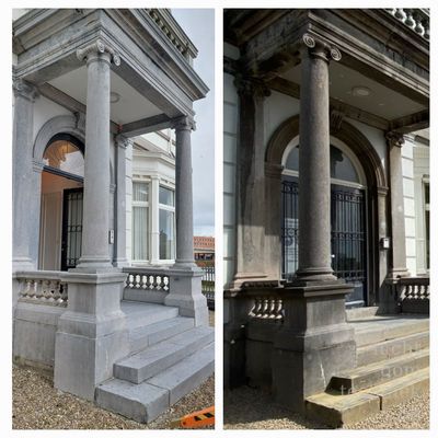 Blauwstenen entree gerestaureerd